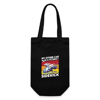 Mein anderes Auto ist ein fliegender Sidekick - Geschenkbeutel für Flaschen - Schwarz - Vorne