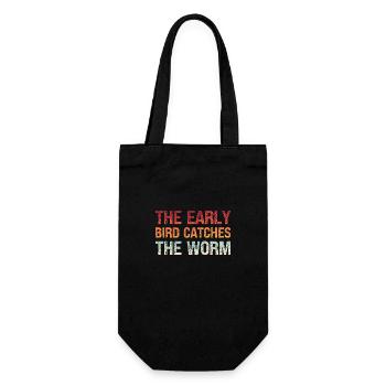 Denglisch Der Frühe Vogel Fängt den Wurm - Geschenkbeutel für Flaschen - Schwarz - Vorne