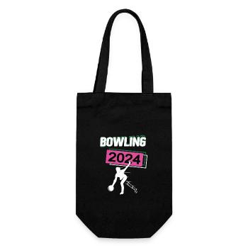 Bowling 2024 Bowlingspiel Bowlingspielerin Kegeln - Geschenkbeutel für Flaschen - Schwarz - Vorne