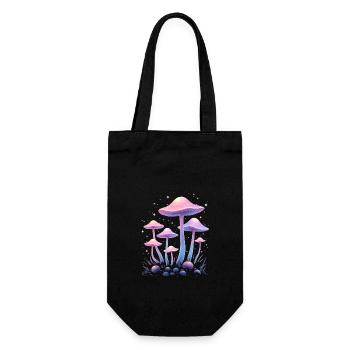 Magische Pilze Design - Mystischer Wald - Geschenkbeutel für Flaschen - Schwarz - Vorne
