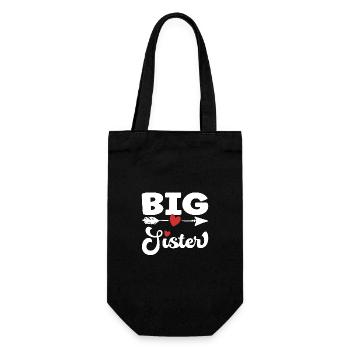 Big Sister - große Schwester - Geschenkbeutel für Flaschen - Schwarz - Vorne