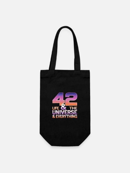 Life Universe Everything 42 Antwort - Geschenkbeutel für Flaschen - Schwarz