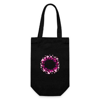 Abstrakter Kreis rosa Herzen - Geschenkbeutel für Flaschen - Schwarz - Vorne