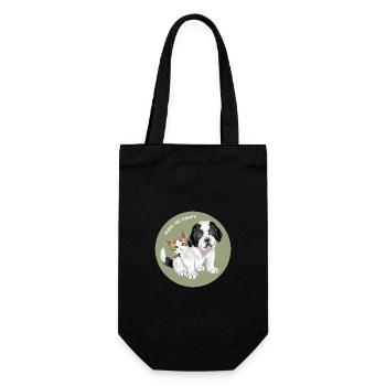 Saint Bernard puppy dog and cute cat - Gift Bag for Bottles - black - Front