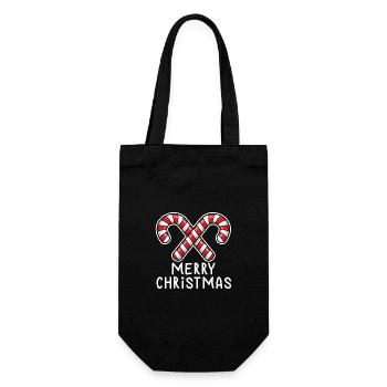 Candy Canes - Merry Christmas - Gift Bag for Bottles - black - Front