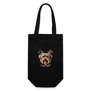 Farbenfroher Yorkshire Terrier: Geometrische Hundekunst - Geschenkbeutel für Flaschen - Schwarz - Vorne