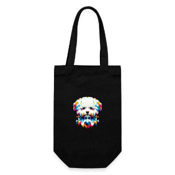 Geometrische Bichon Frise: Abstraktes Hundemosaik - Geschenkbeutel für Flaschen - Schwarz - Vorne