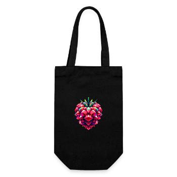 Geometrischer Himbeerbaum: Lebendiges Low-Poly-Artwork - Geschenkbeutel für Flaschen - Schwarz - Vorne