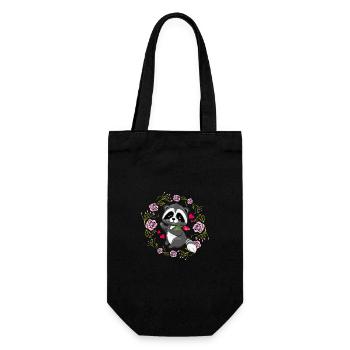 raton laveur heureux en couronne florale avec des roses roses - Sac à bouteille - noir - Devant