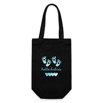 hello babys blau - Geschenkbeutel für Flaschen - Schwarz - Vorne