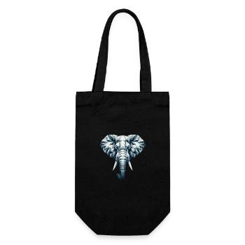 Abstrakter geometrischer Elefant - Farbgestaltung - Geschenkbeutel für Flaschen - Schwarz - Vorne
