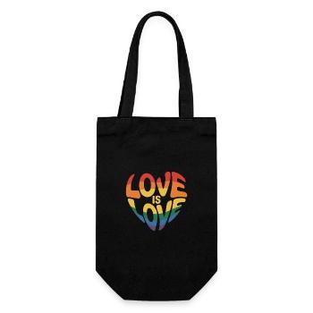 Liebe ist Liebesherz - Regenbogen Stolz Design - Geschenkbeutel für Flaschen - Schwarz - Vorne