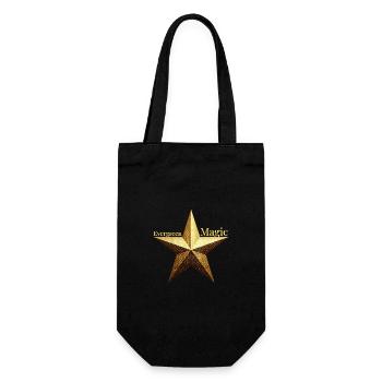 Evergreen Magic - Goldener Weihnachtsstern Design - Geschenkbeutel für Flaschen - Schwarz - Vorne