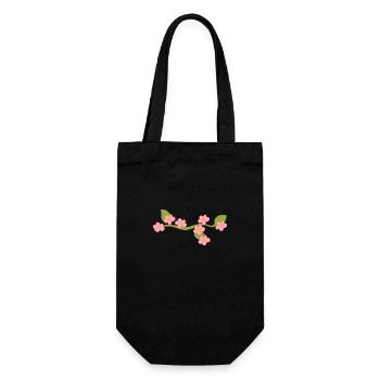 Floral Rose Feuille Feuilles Ligne Nature Branche - Sac à bouteille - noir - Devant