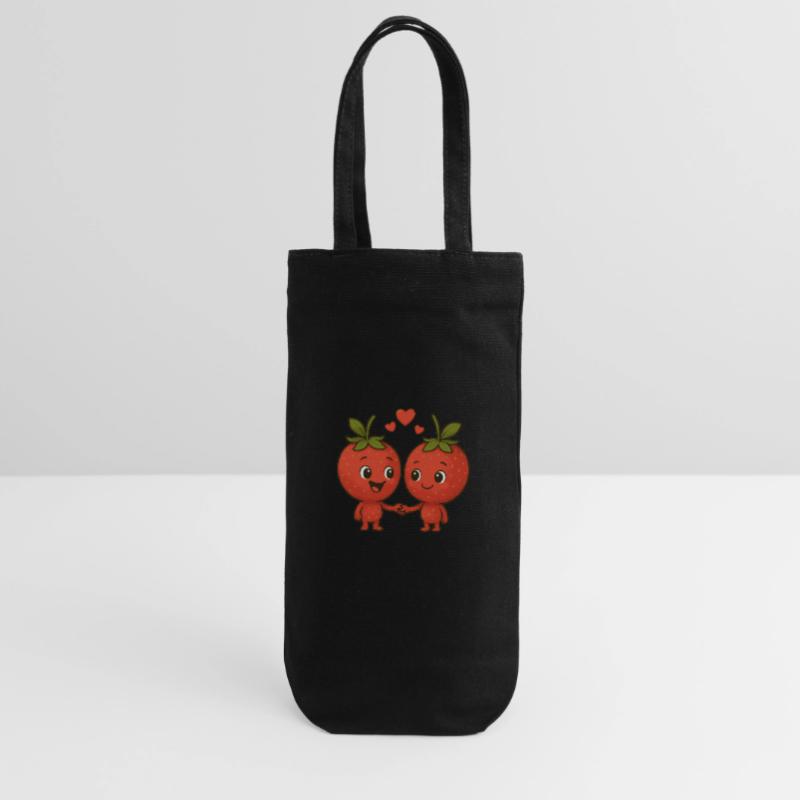 Erdbeeren mit Herzen Geschenkbeutel für Flaschen