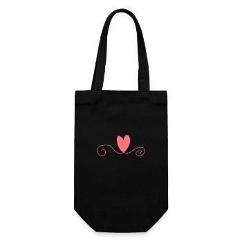 Symbole Coeur Ligne Amour Rose - Sac à bouteille - noir - Devant