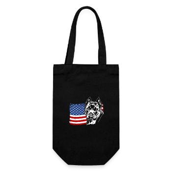 American Staffordshire US Amerika Fahne Wilsigns - Geschenkbeutel für Flaschen - Schwarz - Vorne