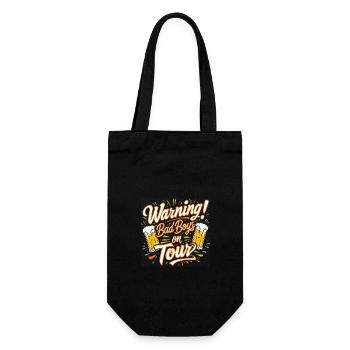 Männer auf Tour Jungs auf Tour lustiger Text - Geschenkbeutel für Flaschen - Schwarz - Vorne