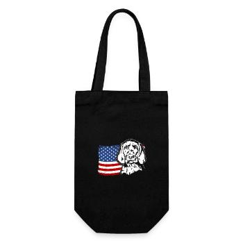 Drahthaar Vizsla US Amerika Fahne Hunde Wilsigns - Geschenkbeutel für Flaschen - Schwarz - Vorne