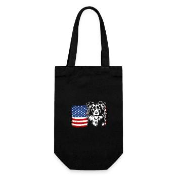 Border Collie US Amérique Drapeau Chiens Chien Wilsigns - Sac à bouteille - noir - Devant