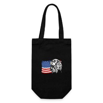 German Longhair US America Flag Dogs Wilsigns - Gift Bag for Bottles - black - Front