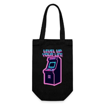 Level Up Your Life Neon Arcade - Gift Bag for Bottles - black - Front