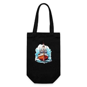 Bateau à moteur vintage en bleu et blanc - Sac à bouteille - noir - Devant