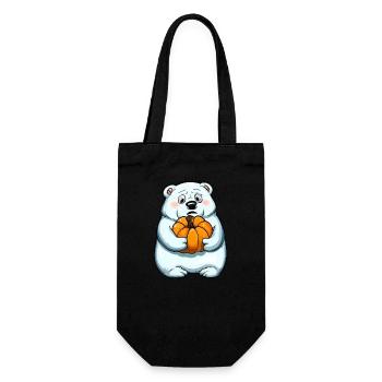 Polar bear with Halloween pumpkin in autumn - Gift Bag for Bottles - black - Front