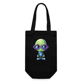Nerdy alien with glasses - Gift Bag for Bottles - black - Front