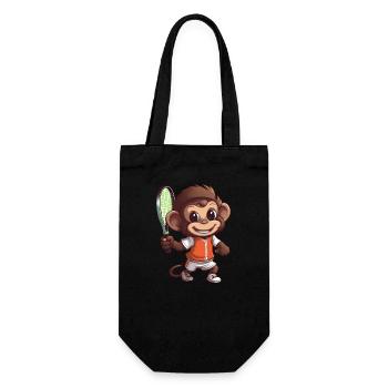 Monkeys in tennis and badminton duel - Funnier - Gift Bag for Bottles - black - Front