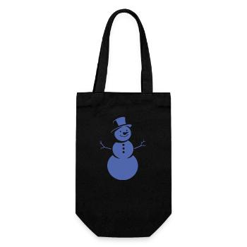 Minimalistische Silhouette eines Schneemanns - Geschenkbeutel für Flaschen - Schwarz - Vorne