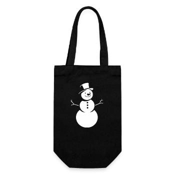 Minimalistische Silhouette eines Schneemanns - Geschenkbeutel für Flaschen - Schwarz - Vorne