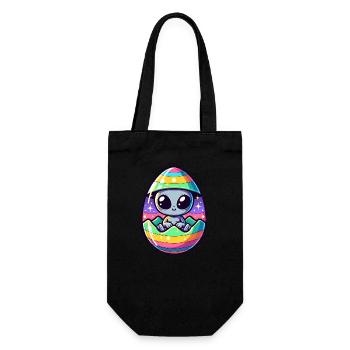 Alien Osterei-Schlüpfen Design: Bunte Überraschung - Geschenkbeutel für Flaschen - Schwarz - Vorne