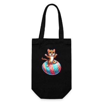 Dancing Bengal cat on easter egg - Gift Bag for Bottles - black - Front