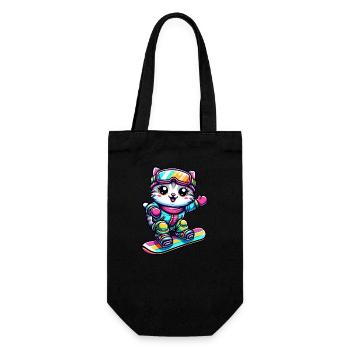 Chat Snowboard Snowboarder Mignon - Sac à bouteille - noir - Devant