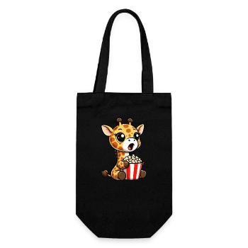 Eine Süße Giraffe isst Popcorn - Geschenkbeutel für Flaschen - Schwarz - Vorne