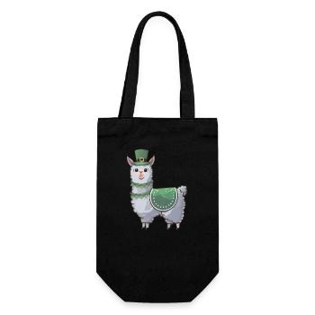 St. Patrick's Day Cute Llama Cartoon - Gift Bag for Bottles - black - Front