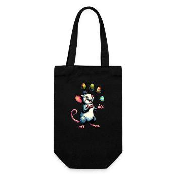 Oster-Maus & Ratte mit Ostereiern - Geschenkbeutel für Flaschen - Schwarz - Vorne