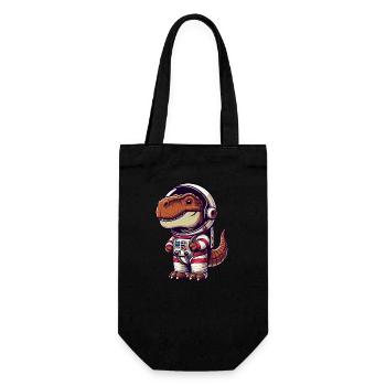 Dino Astronaut im Weltall Cartoon - Geschenkbeutel für Flaschen - Schwarz - Vorne