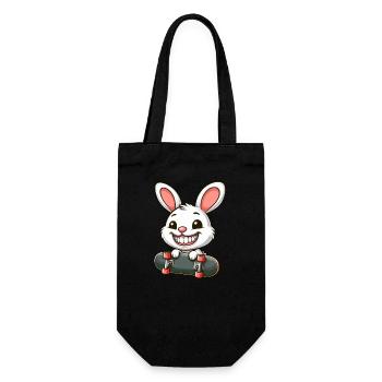 Süßer weißer Hase Kaninchen Skateboard - Geschenkbeutel für Flaschen - Schwarz - Vorne