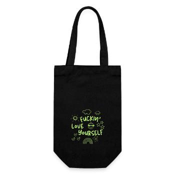 Fuckin' love yourself - Geschenkbeutel für Flaschen - Schwarz - Vorne