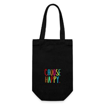 Choose happy. - Geschenkbeutel für Flaschen - Schwarz - Vorne
