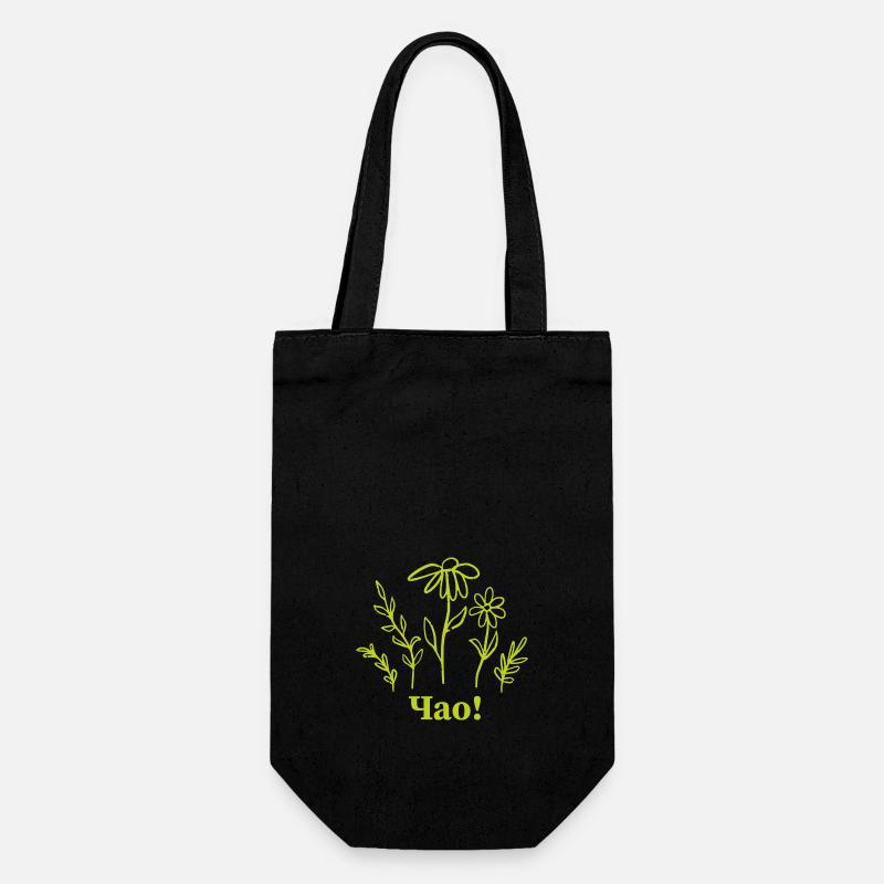 Чао! Blumen - Geschenkbeutel für Flaschen - Schwarz
