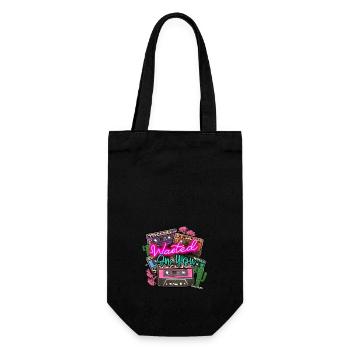 Kassetten retro style - buntes vintage Motiv - Geschenkbeutel für Flaschen - Schwarz - Vorne