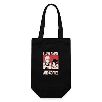I love anime and coffee - manga style. - Gift Bag for Bottles - black - Front