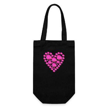 pink roses heart - Gift Bag for Bottles - black - Front