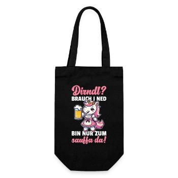 Einhorn Dirndl Trachtenshirt Trachten - Geschenkbeutel für Flaschen - Schwarz - Vorne