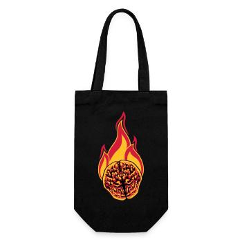 schlau gehirn intelligent on fire denken lernen ko - Geschenkbeutel für Flaschen - Schwarz - Vorne