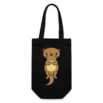 nice floating otter - Gift Bag for Bottles - black - Front