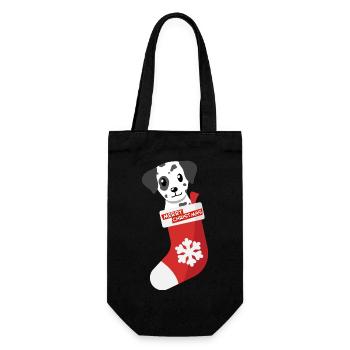 Pfotschafter X-Mas - Dalmatian in Santa Claus boot - Gift Bag for Bottles - black - Front